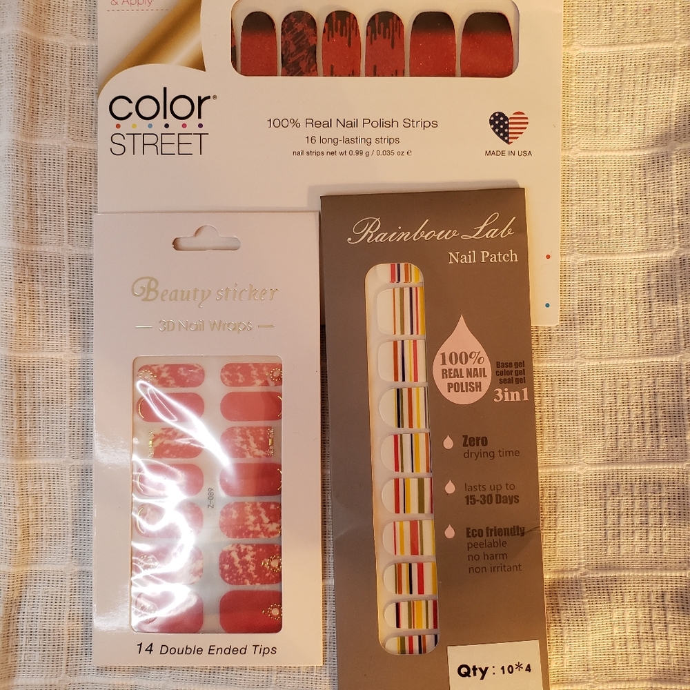 Red Mix nail polish strips